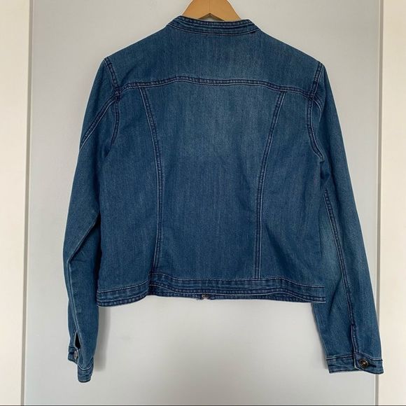 Vintage Baccini zipper front jean jacket L blue - Picture 3 of 8
